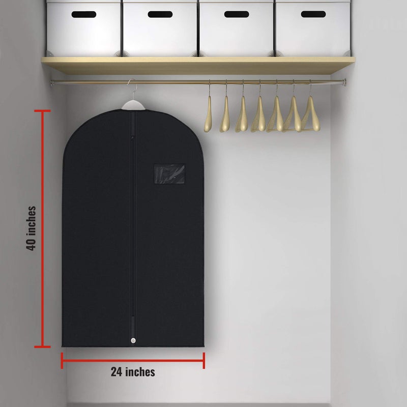 PLX Black Garment Bags for Hanging Clothes, Men Suit Bag for Travel and Clothing Storage of Women Dresses, Shirts, Fur Coats, Dance Costumes Suit Cover - Closet Storage Long Garment Bags w/Zipper - Image 4